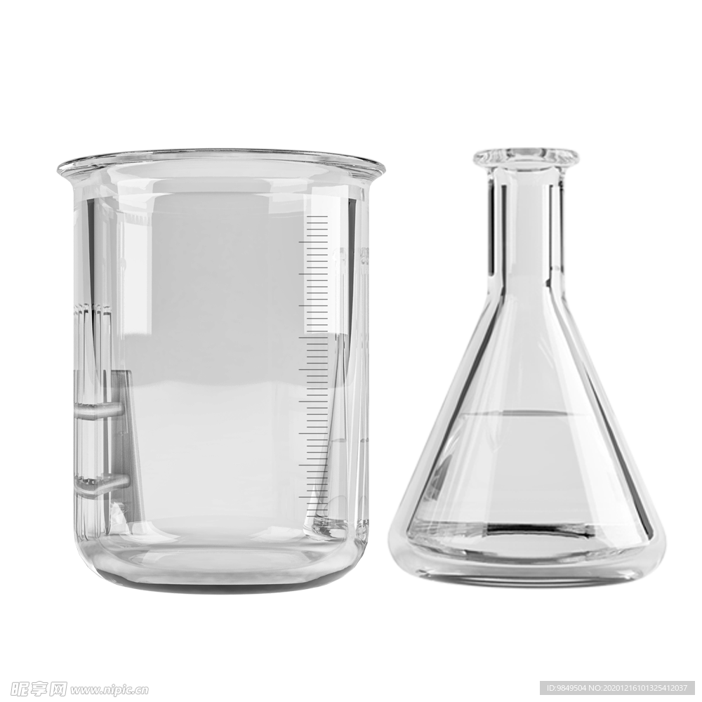 烧杯锥形瓶化学实验器材PNG