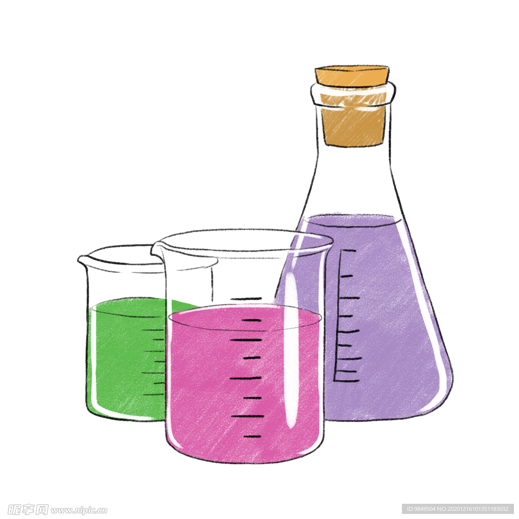 烧杯锥形瓶化学实验器材PNG