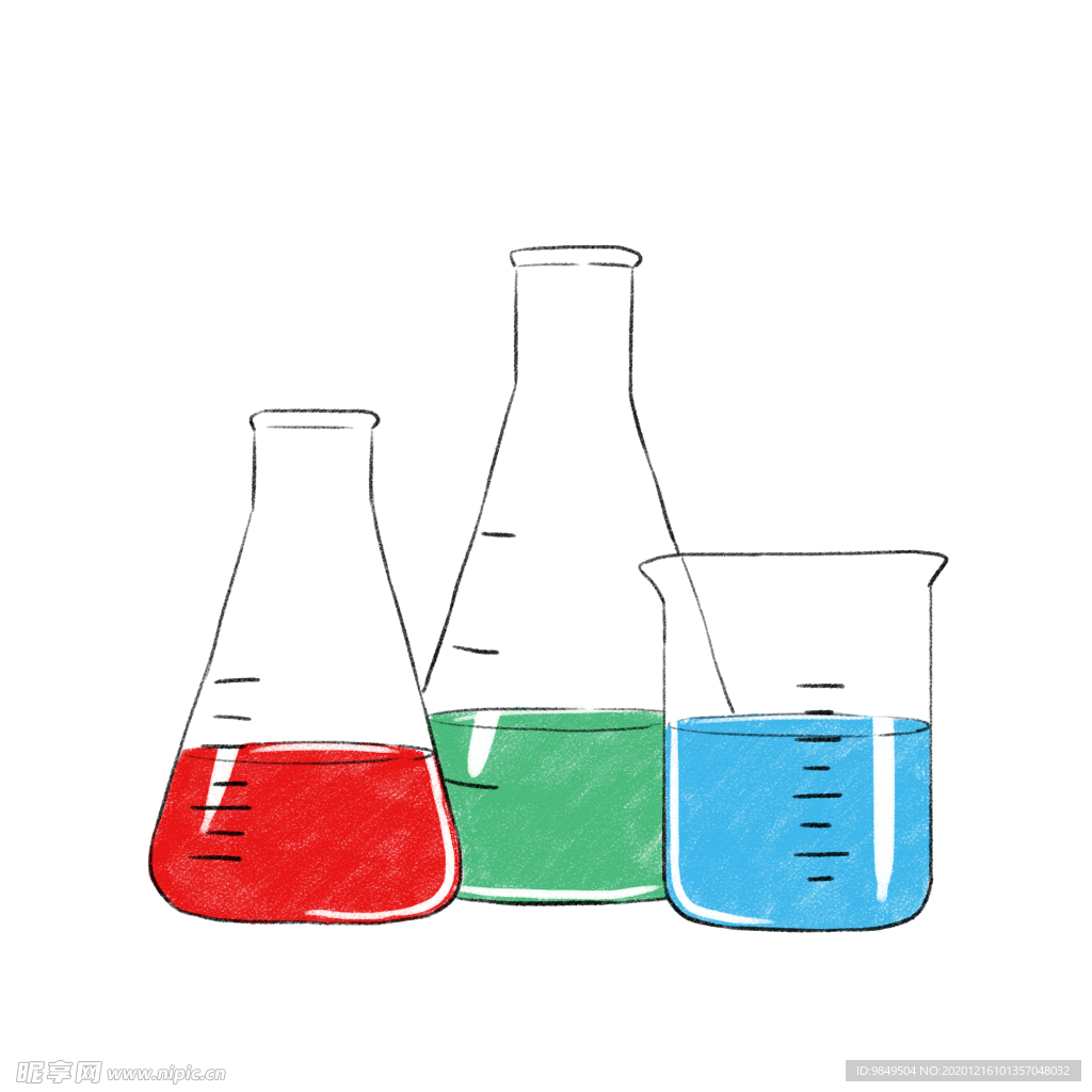 锥形瓶烧杯化学实验器材PNG