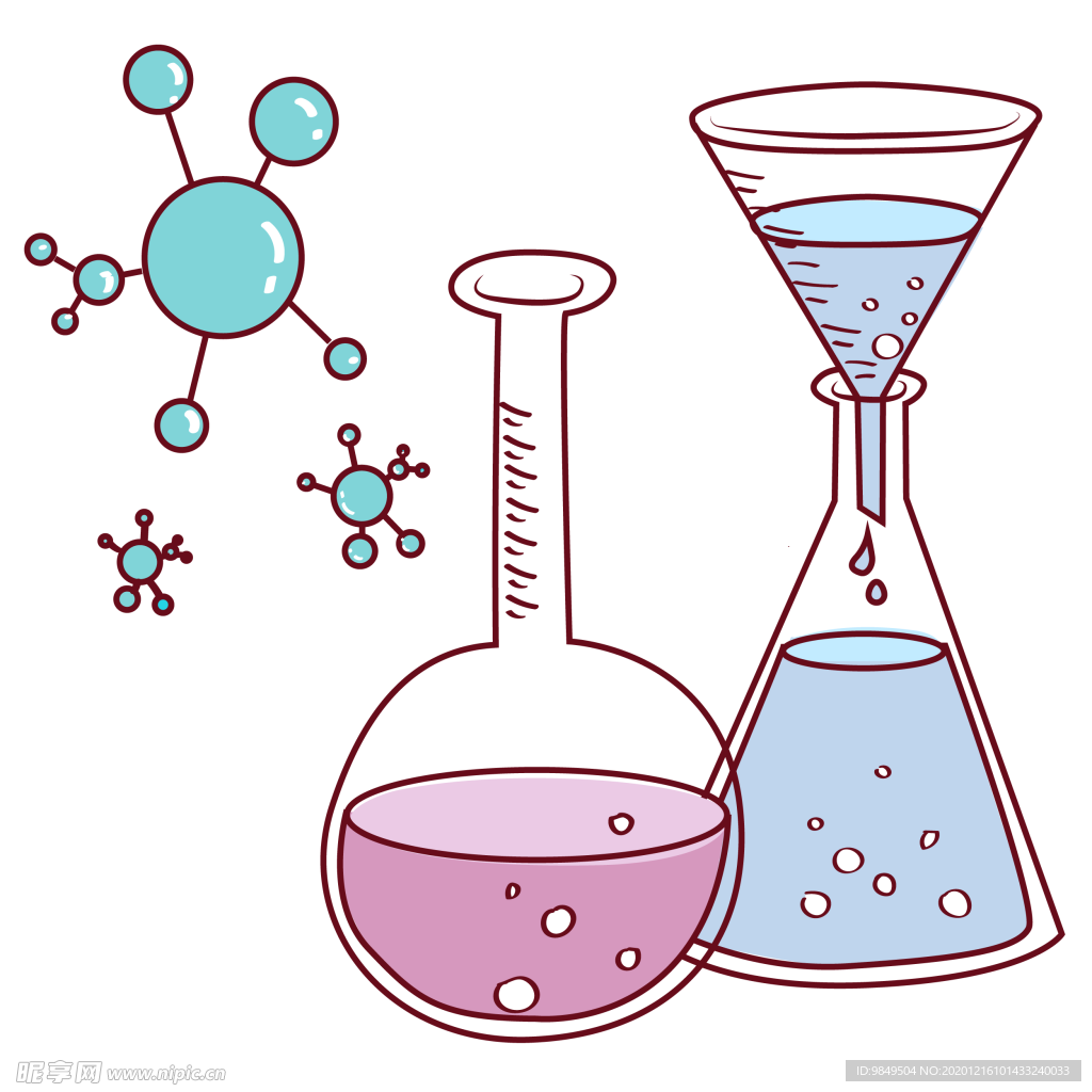 圆底烧瓶锥形瓶化学实验PNG
