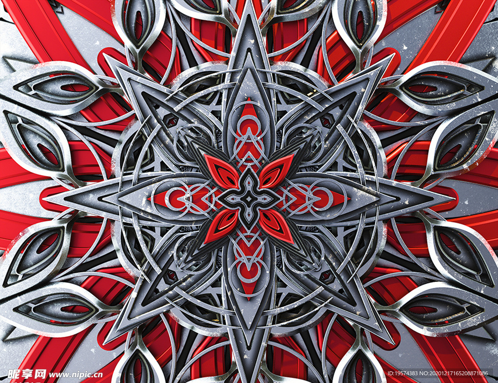 C4D 模型几何曼陀罗花