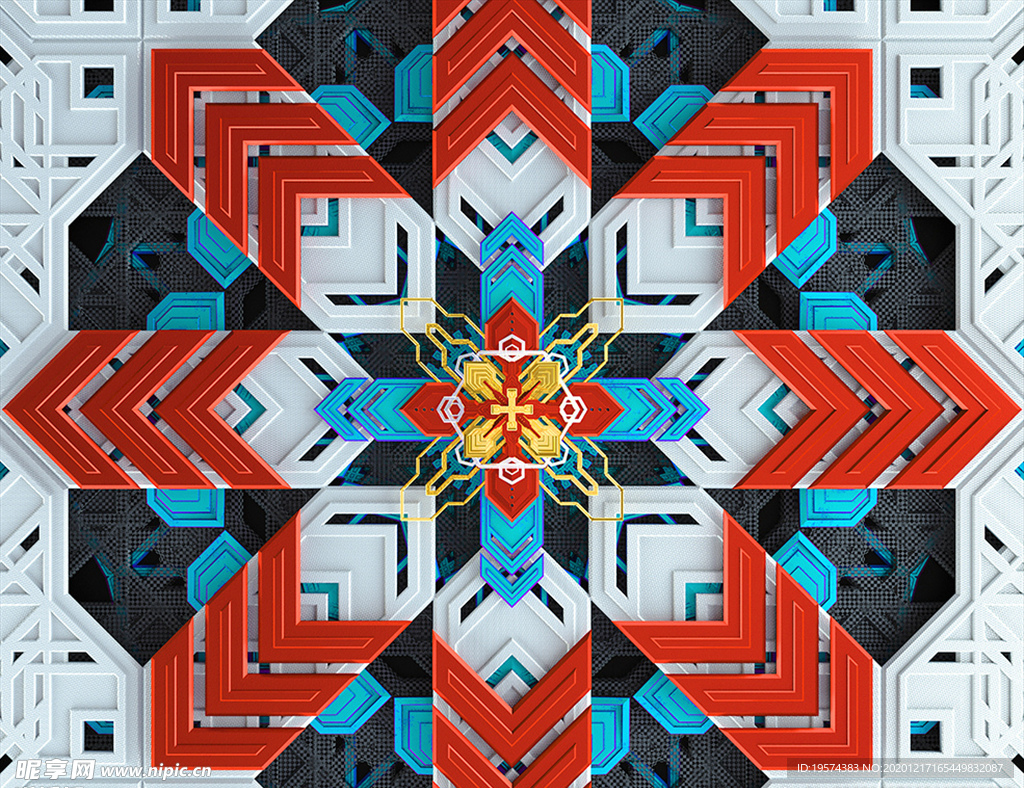 C4D 模型几何曼陀罗花