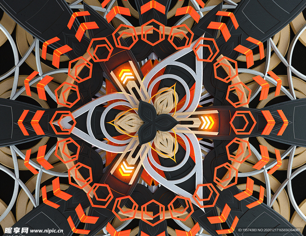 C4D 模型几何曼陀罗花