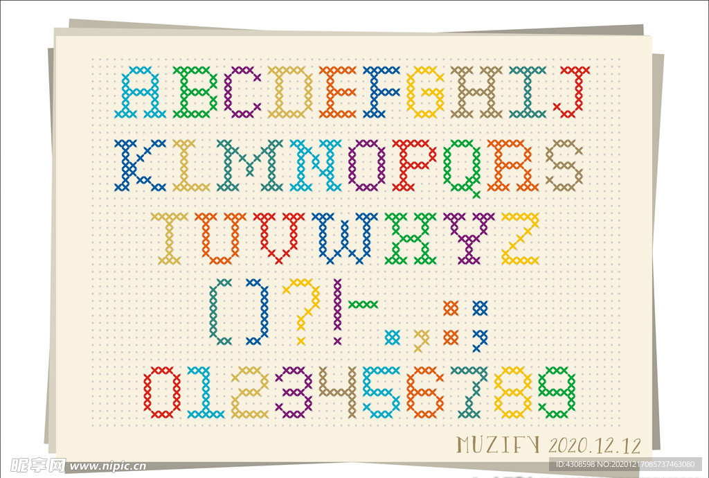 彩色字母编织图案