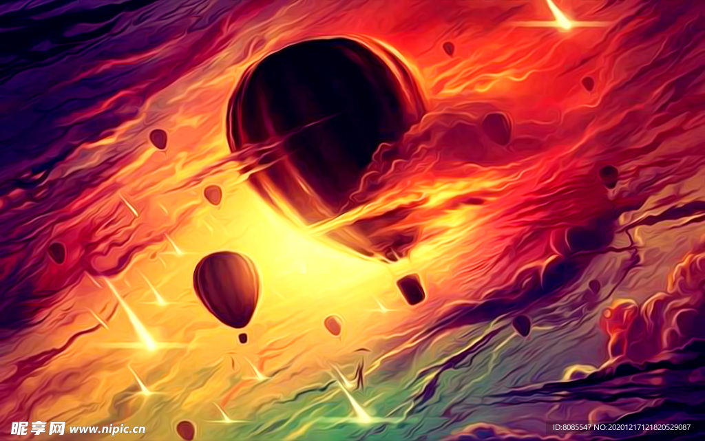 热气球油画
