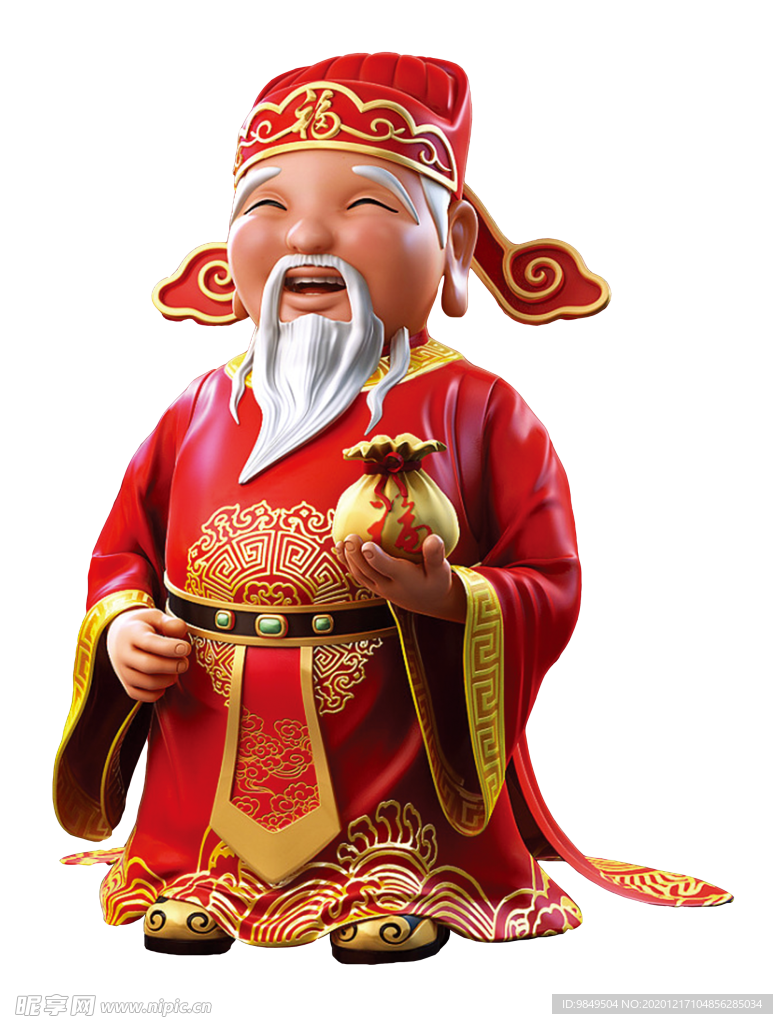 新年财神雕像拜年PNG素材