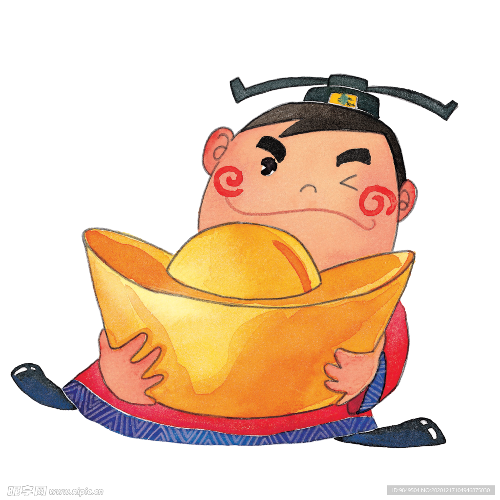 新年财神元宝拜年PNG素材