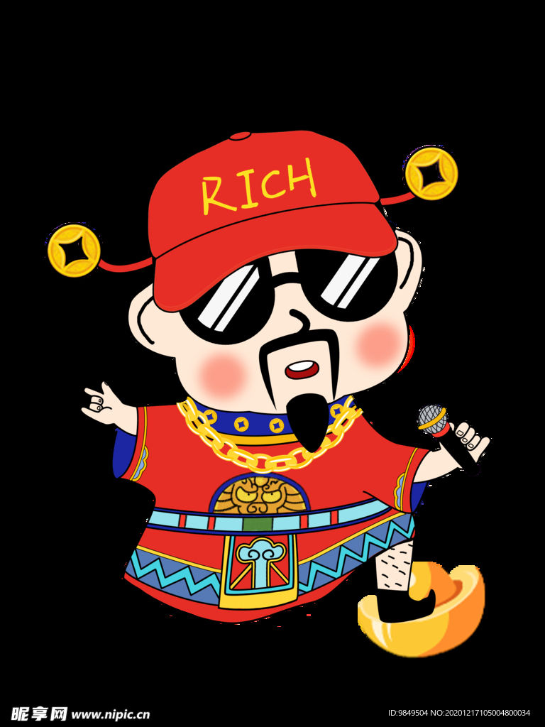 新年财神拜年PNG素材