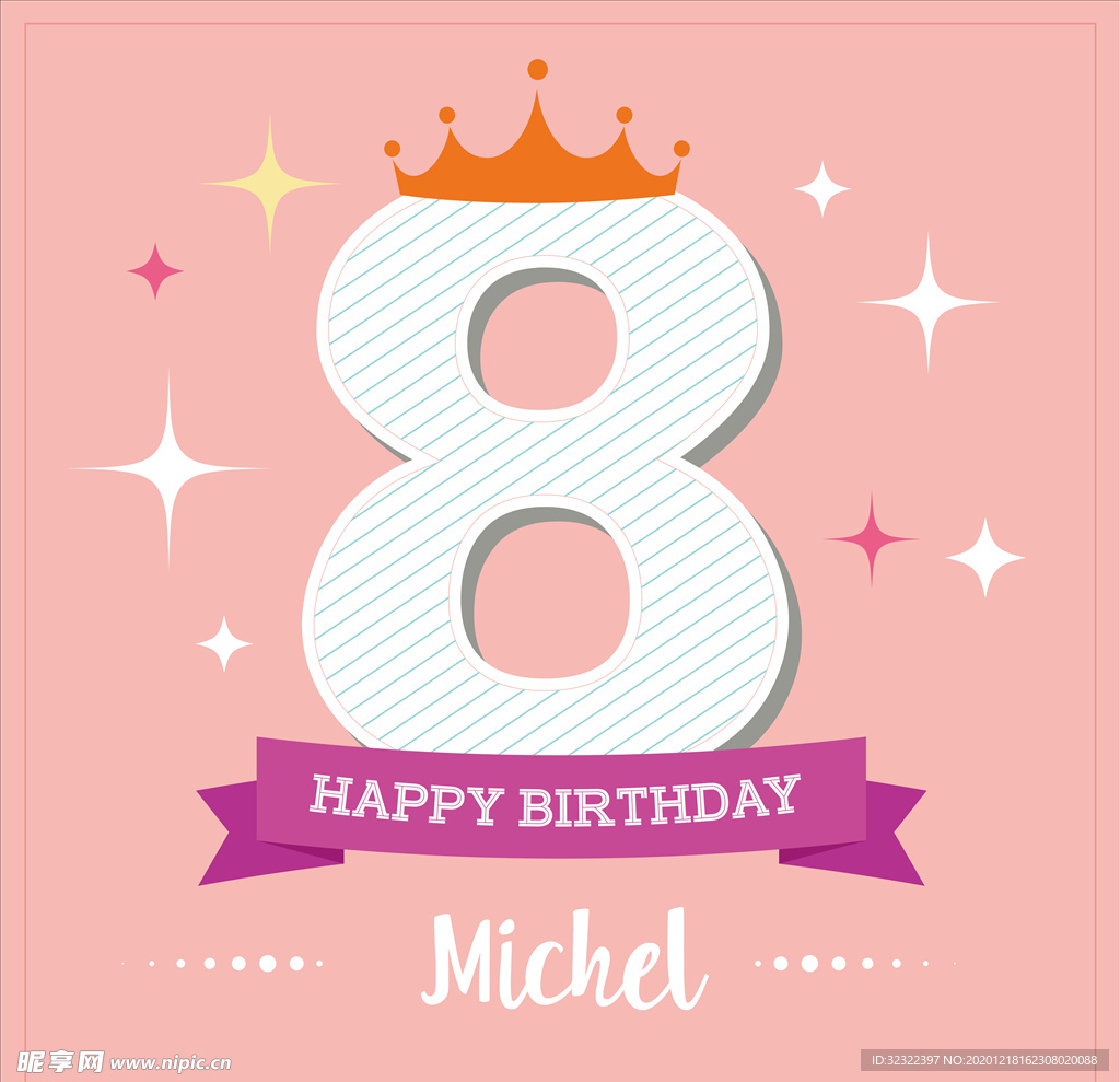 女孩生日数字粉色海报