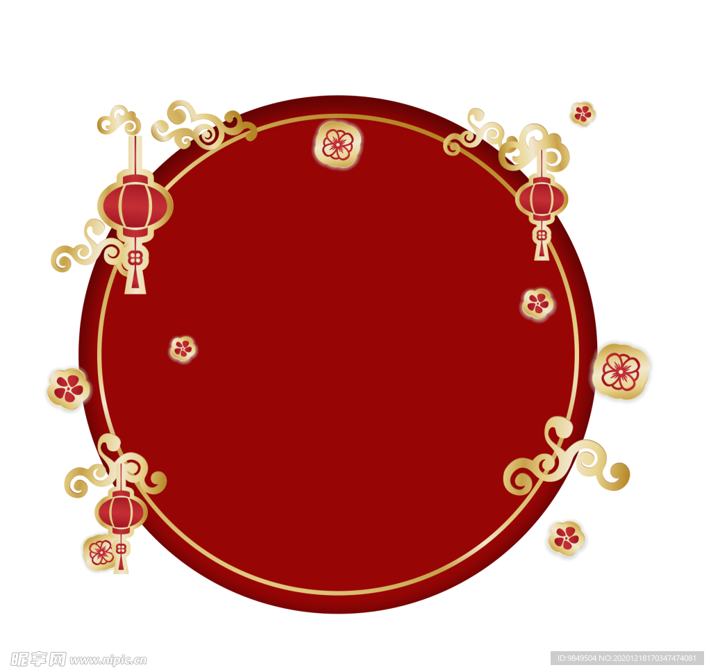 新年灯笼背景元素PNG素材
