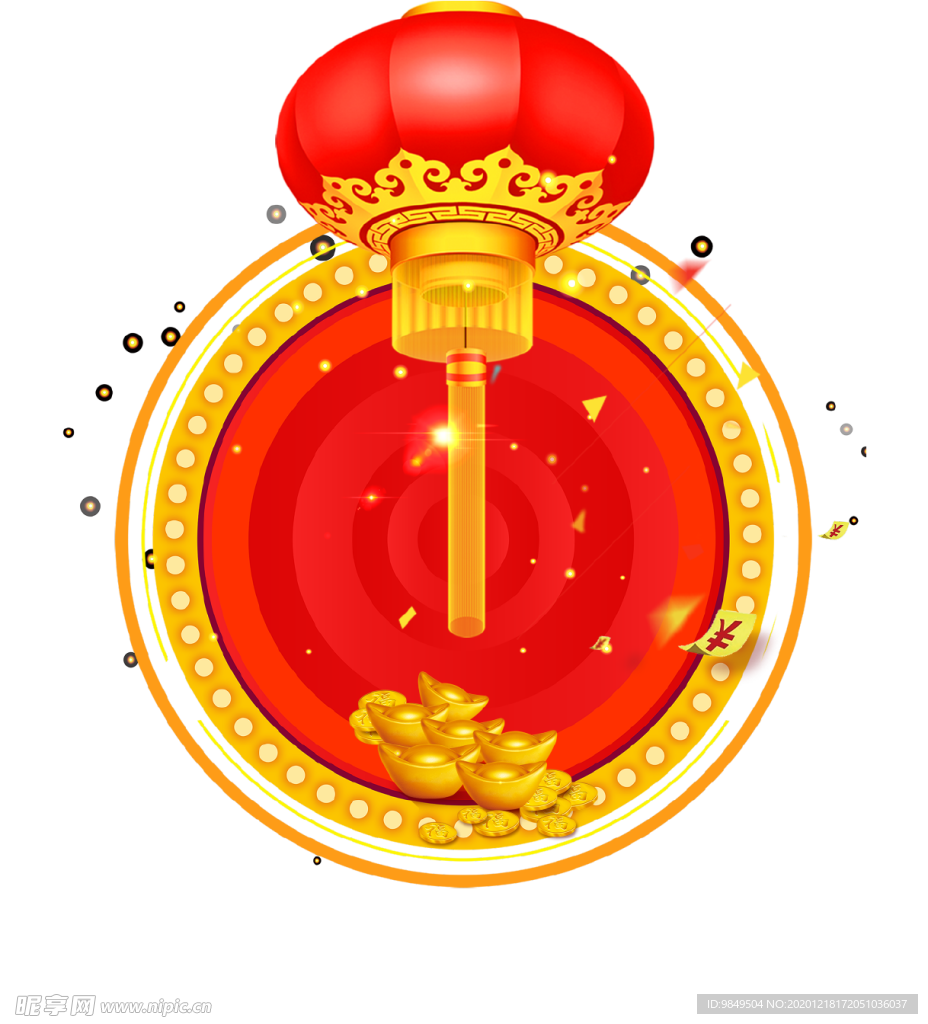 新年灯笼背景元素PNG素材