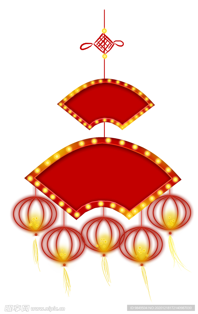 新年灯笼背景元素PNG素材