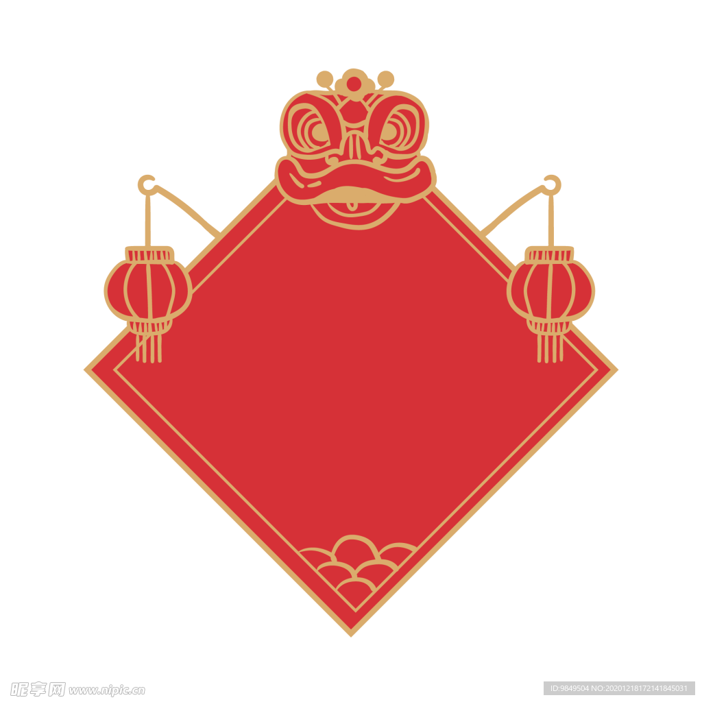 新年灯笼背景元素PNG素材