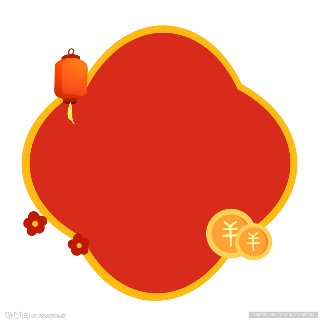 新年灯笼背景元素PNG素材