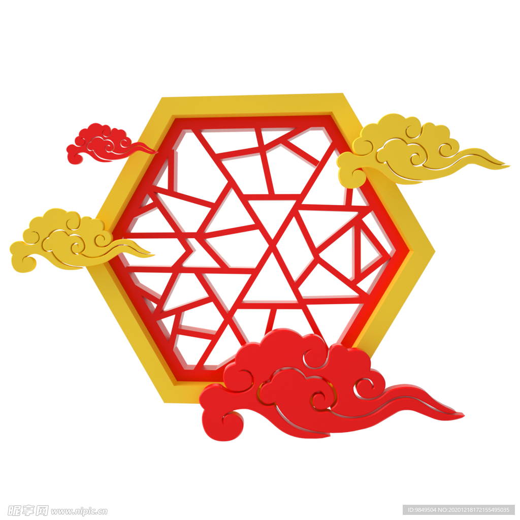 新年古典窗户元素PNG素材