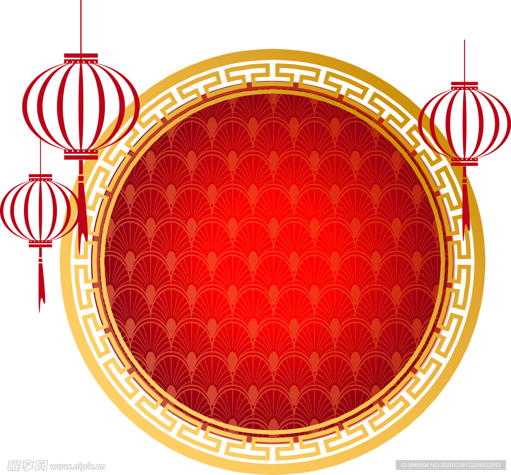 新年海报圆形背景元素PNG素材