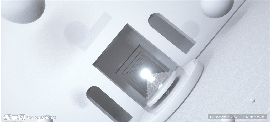 C4D 模型 抽象场景空间白色
