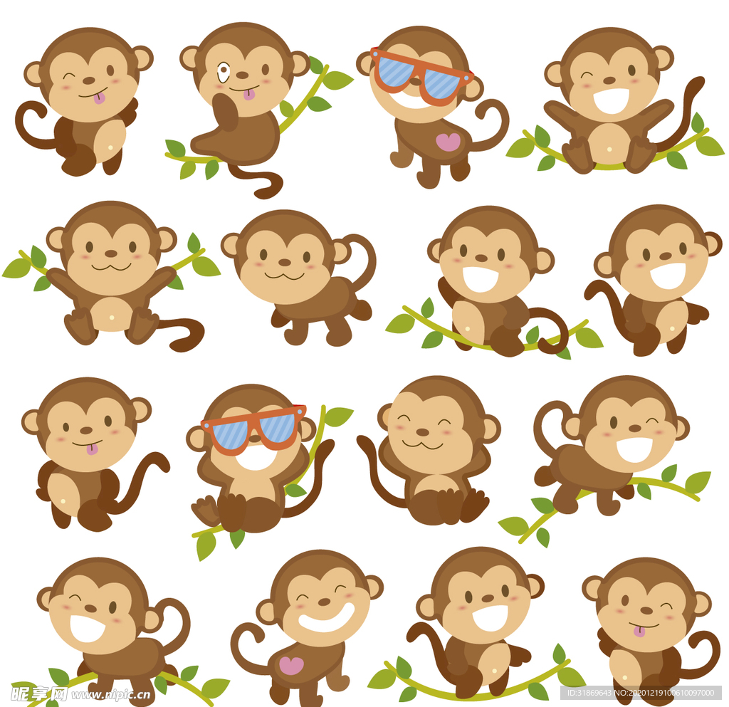卡通动物 猴子