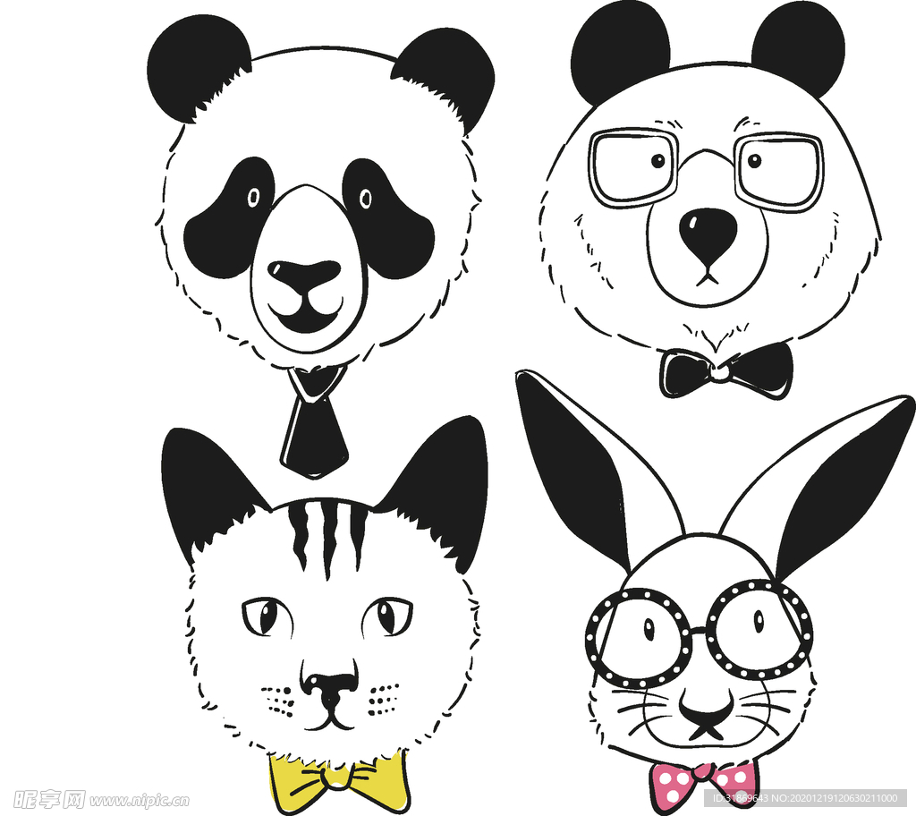 卡通动物 熊猫