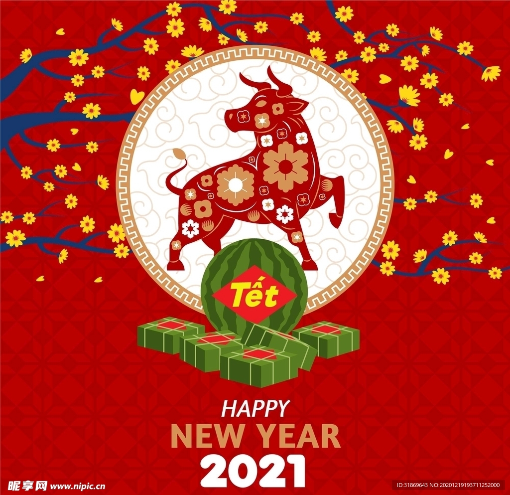 牛 新年展板背景