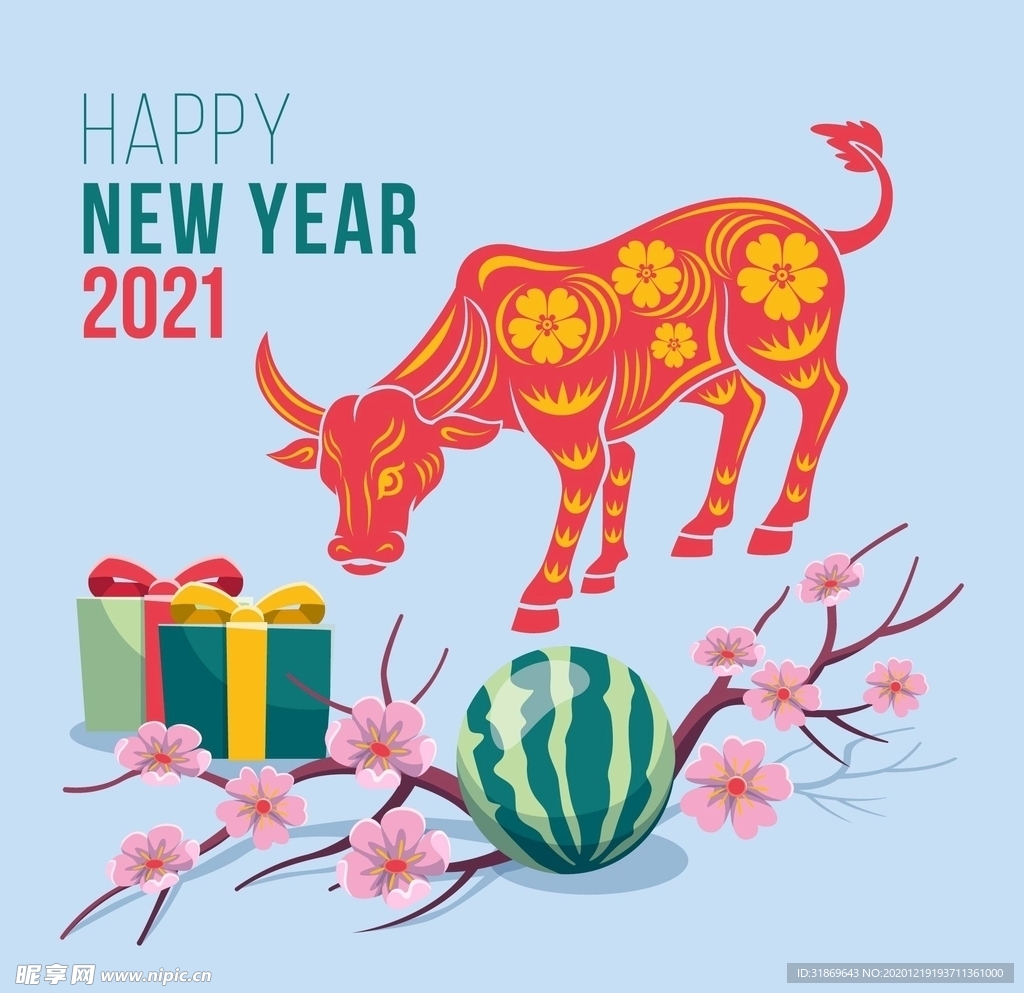 牛 新年展板背景