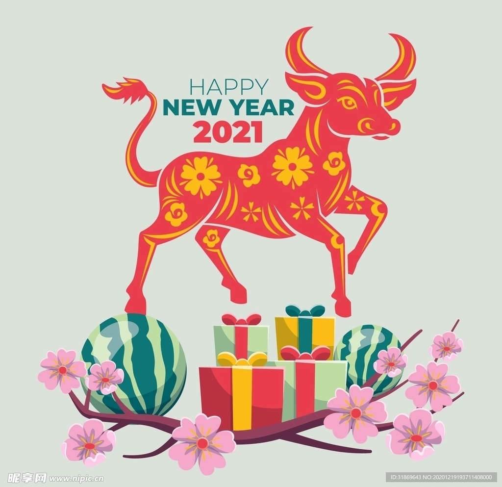 牛 新年展板背景