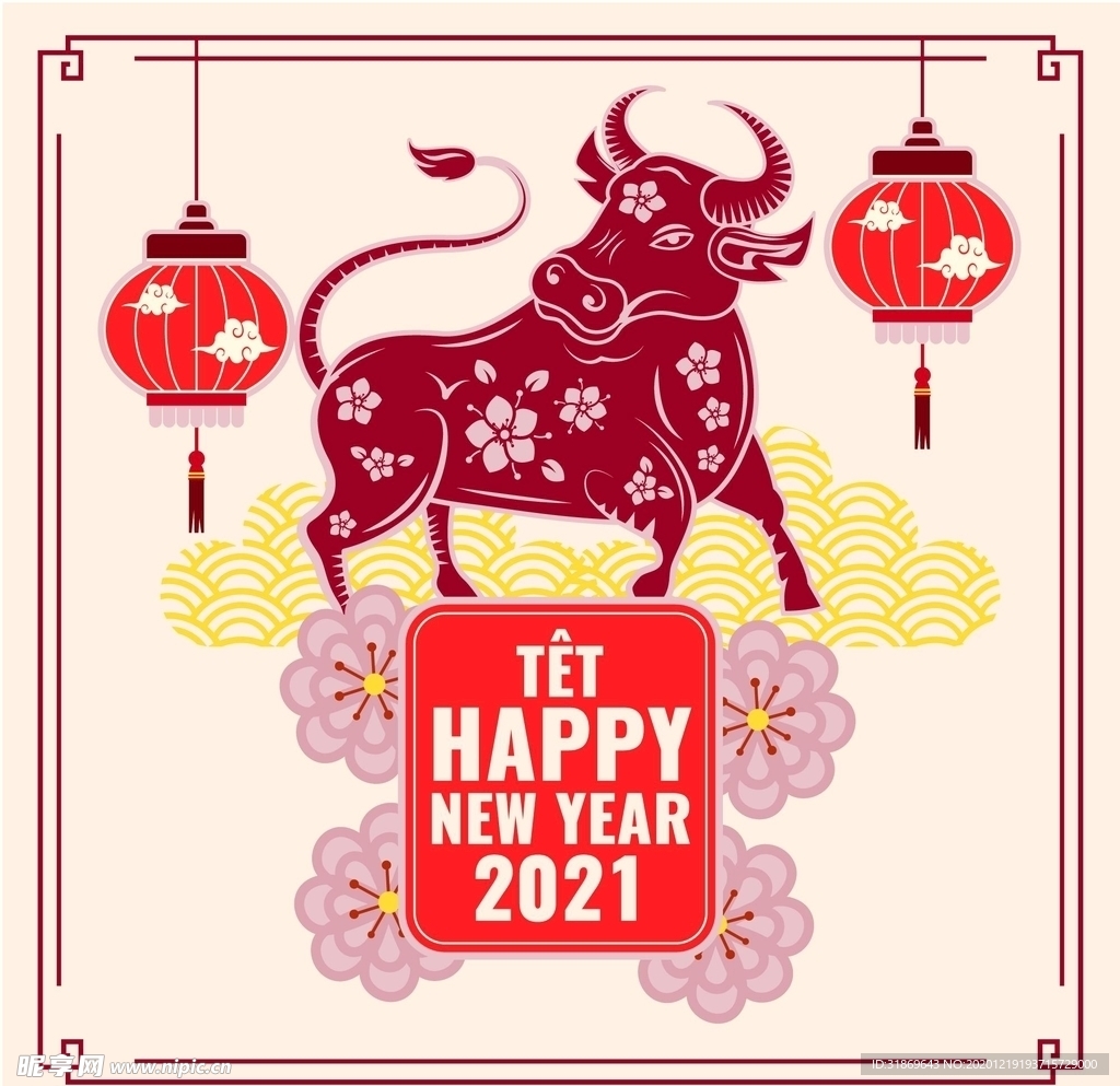 牛 新年展板背景