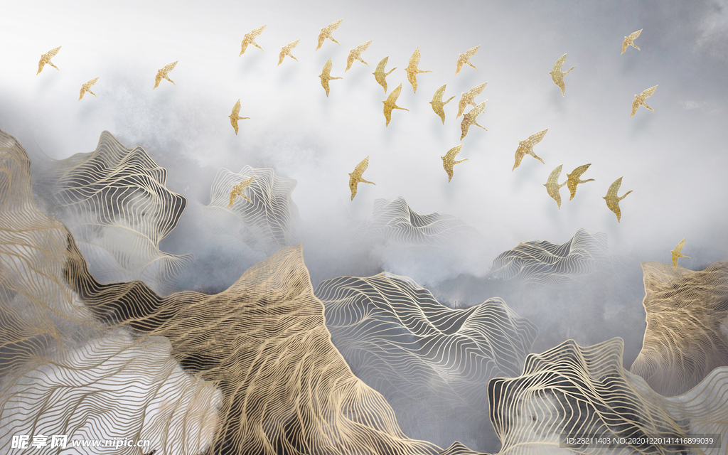 山水画 中式背景墙 装饰画 新