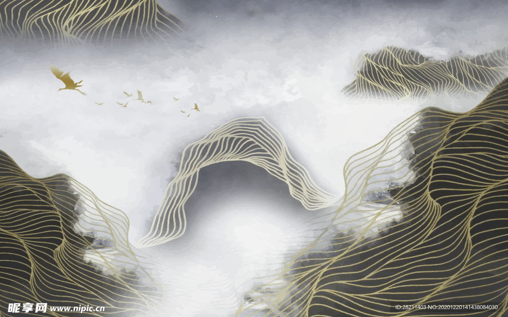 山水画 中式背景墙 装饰画 新