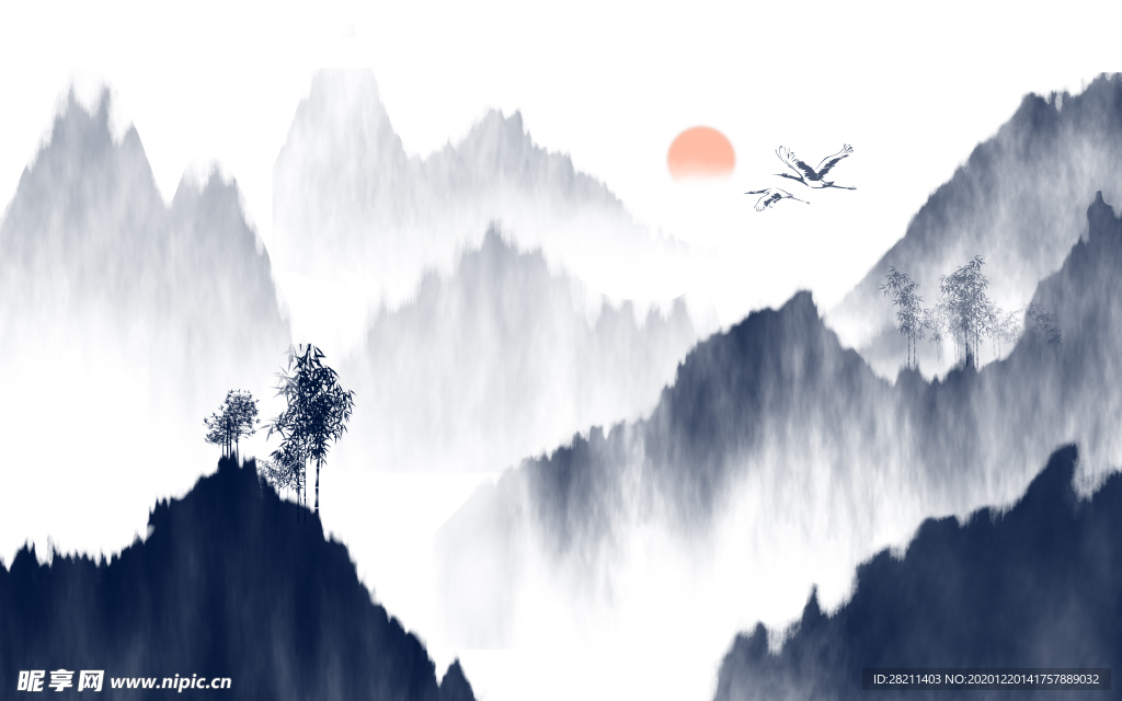 山水画装饰画中式
