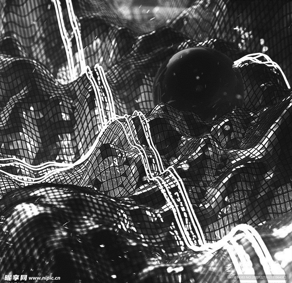 C4D 模型 抽象几何山体背景
