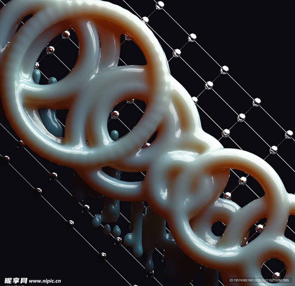 C4D 模型 抽象几何圆圈生物
