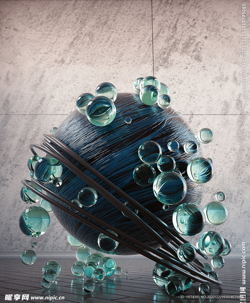 C4D 模型玻璃珠水珠抽象圆球