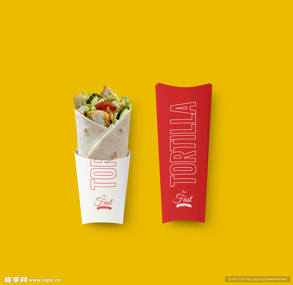 西式快餐汉堡鸡肉卷VI样机