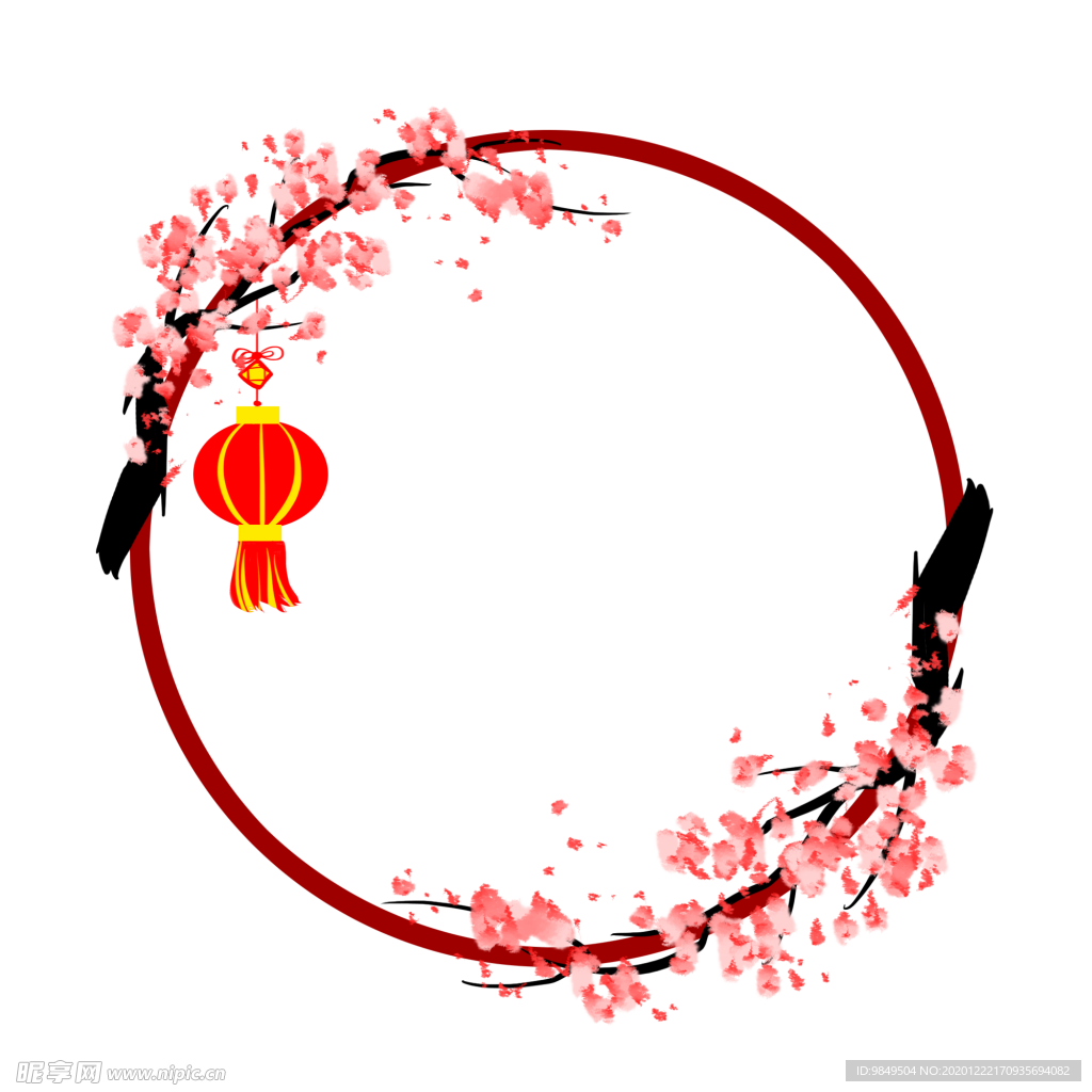 中国风灯笼梅花元素PNG