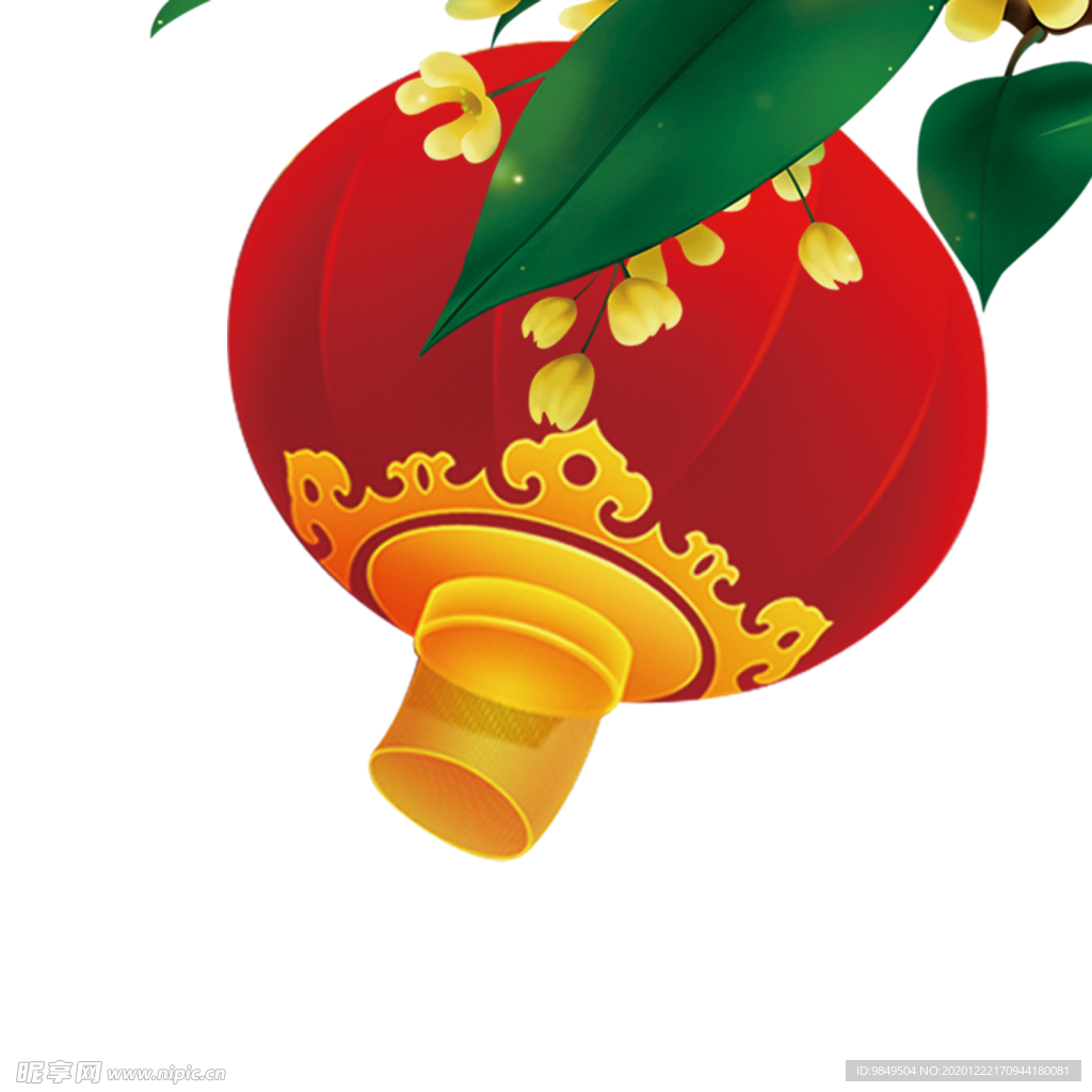 中国风灯笼梅花元素PNG