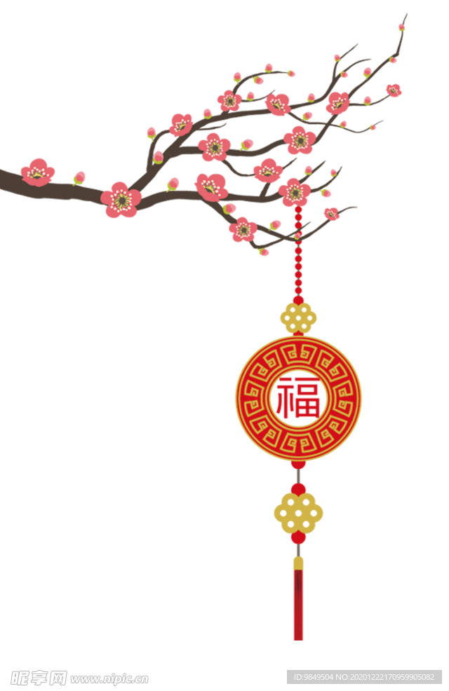 中国风灯笼梅花元素PNG