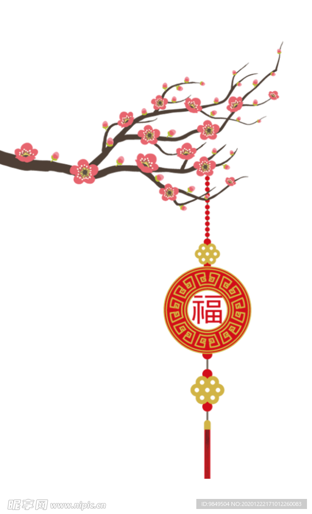 中国风灯笼梅花元素PNG