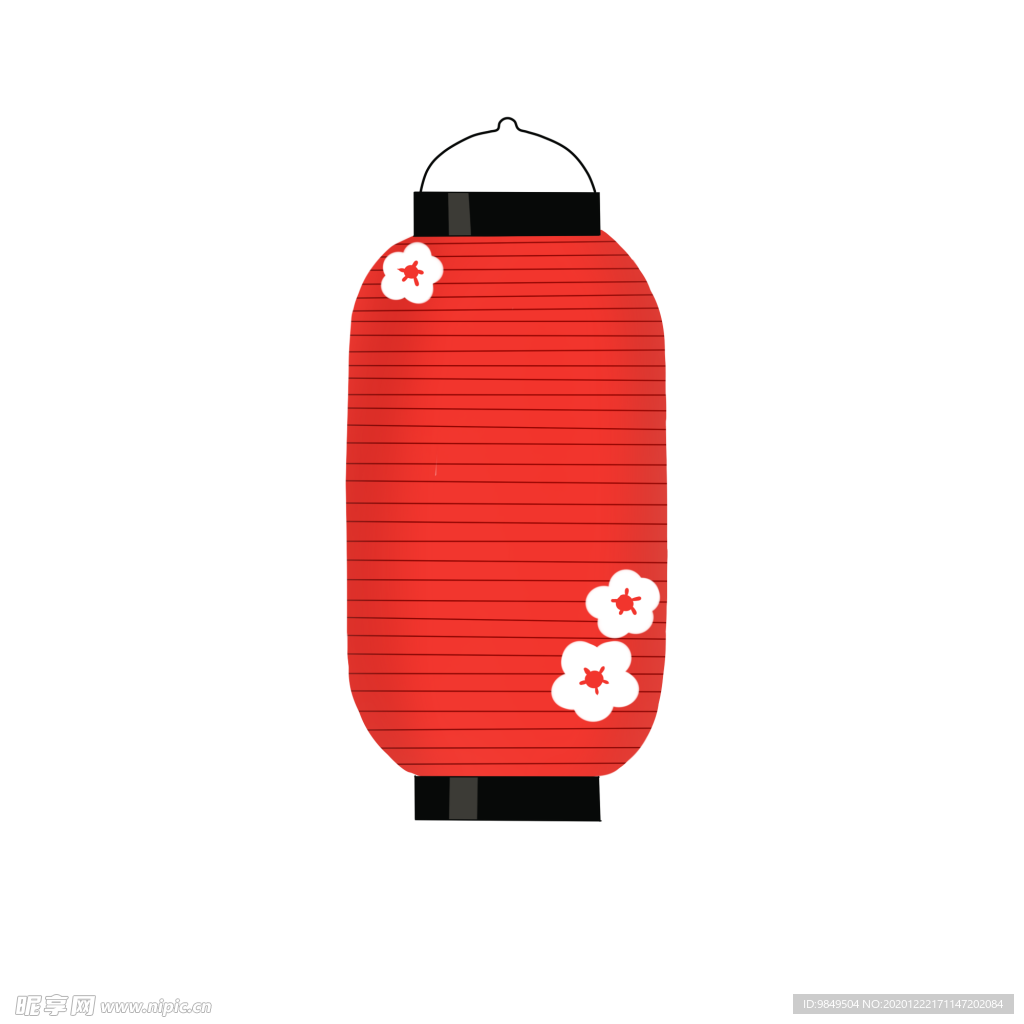 中国风灯笼梅花元素PNG