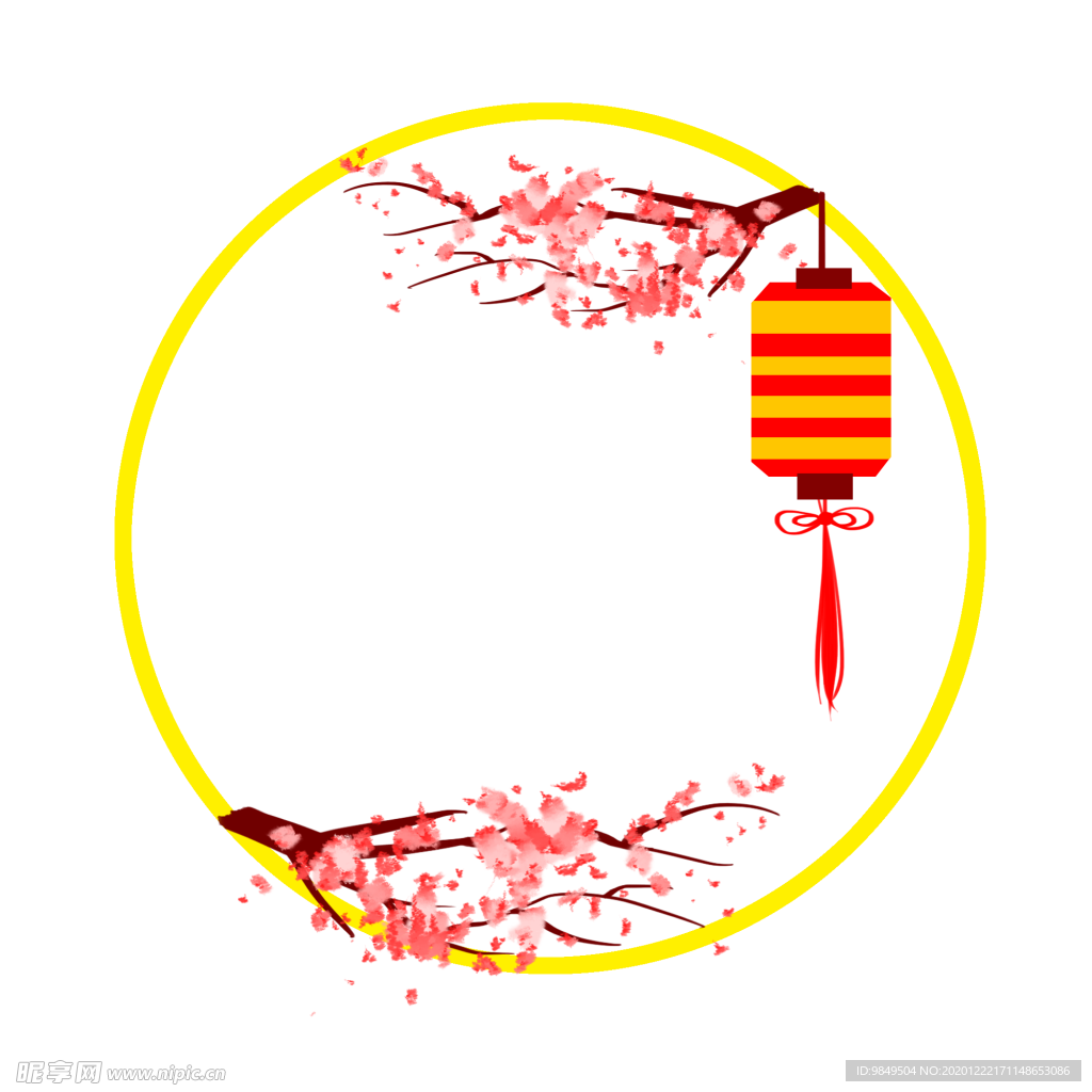 中国风灯笼梅花元素PNG