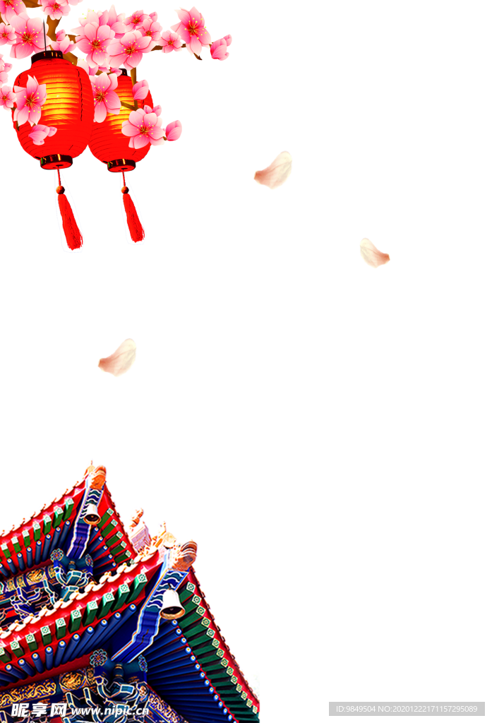 中国风灯笼梅花元素PNG