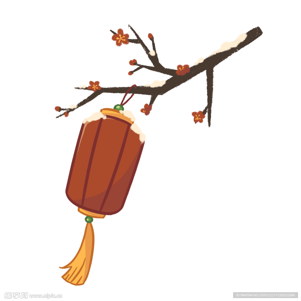 中国风灯笼梅花元素PNG