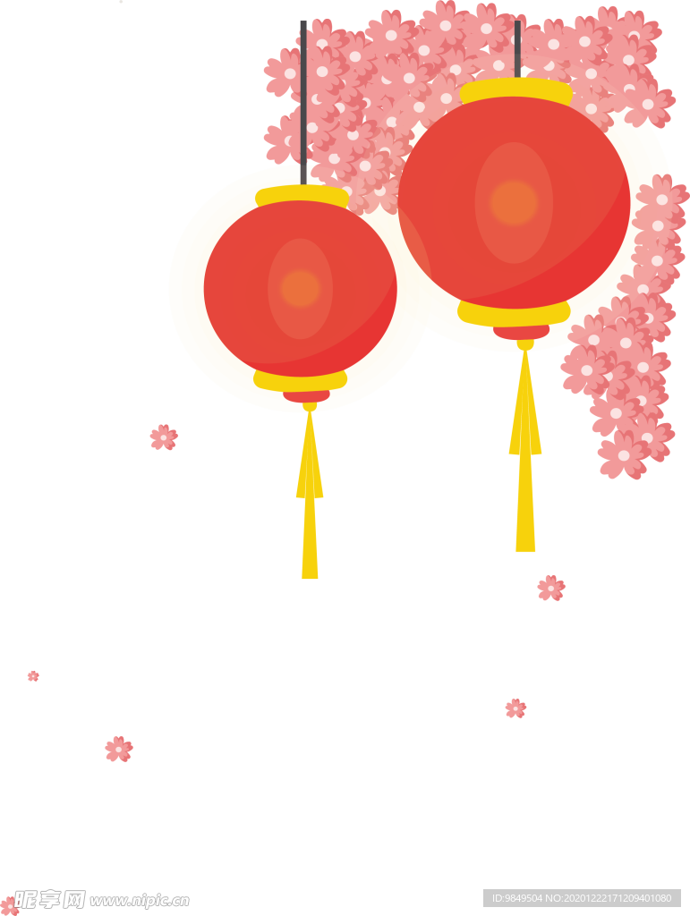 中国风灯笼梅花元素PNG