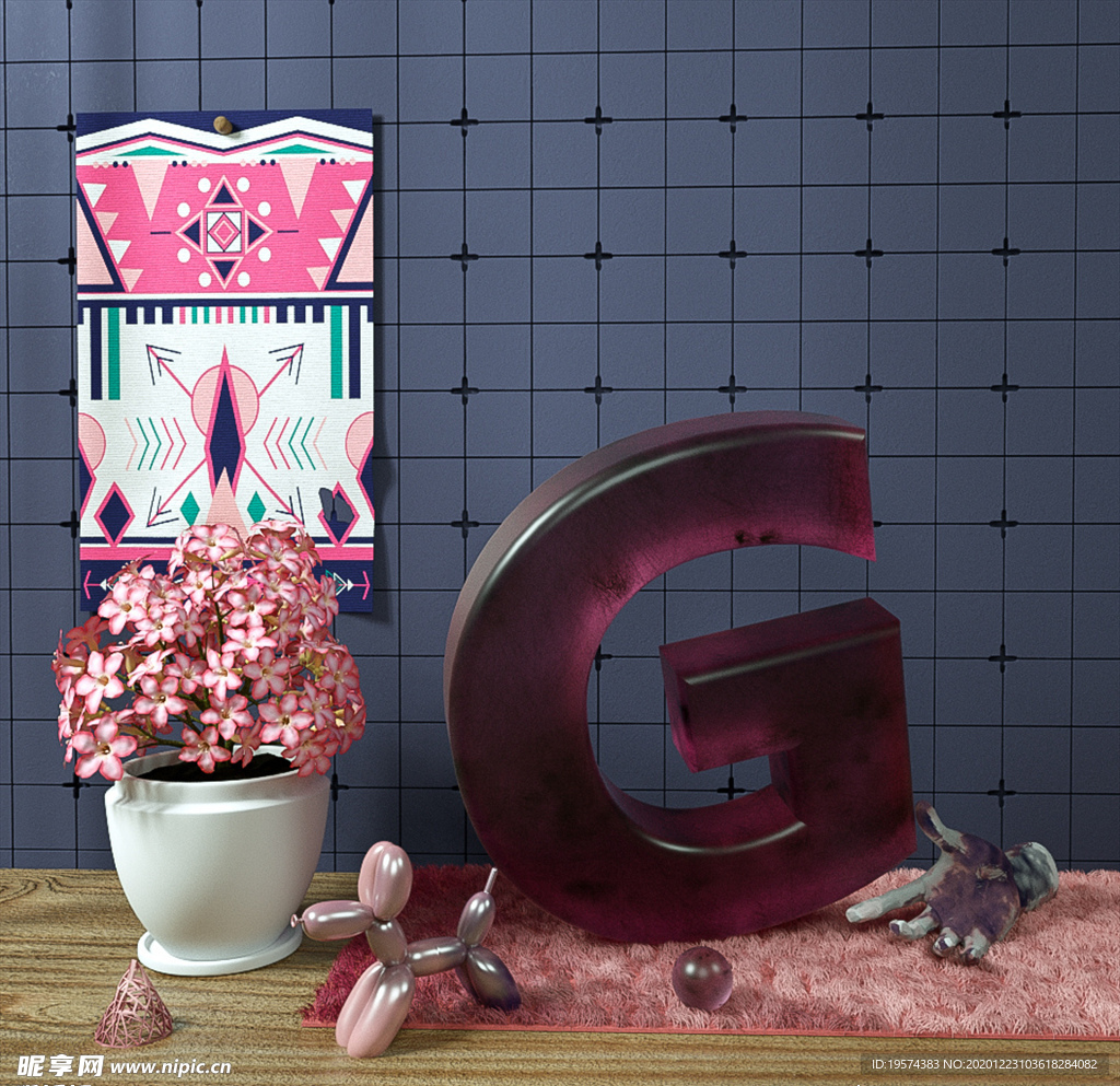 C4D 模型桌面装饰品花盆