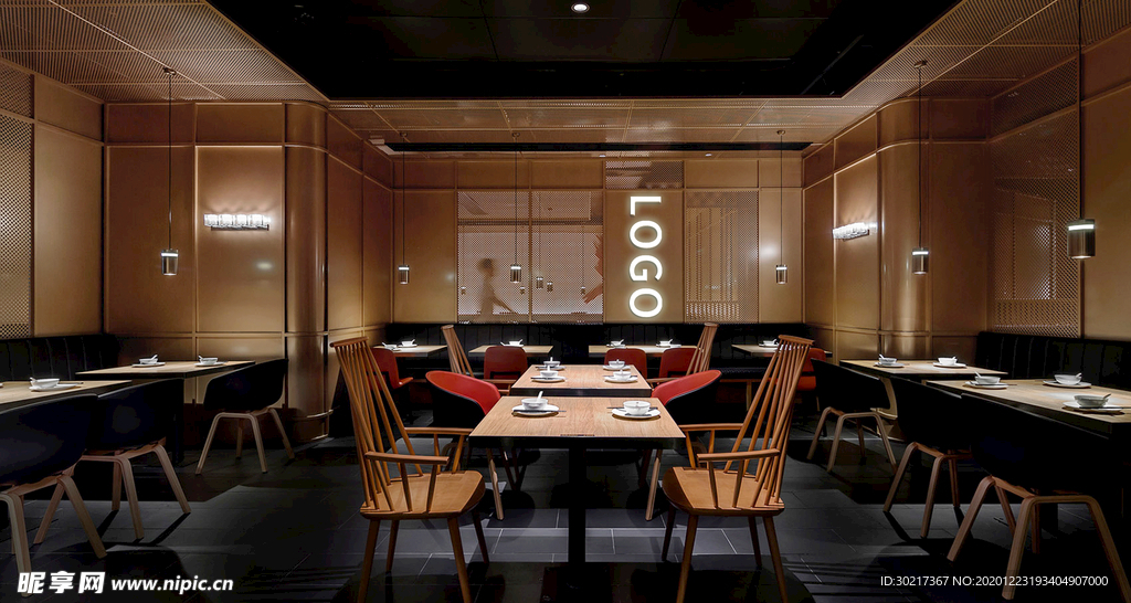餐厅室内效果图LOGO海报样机