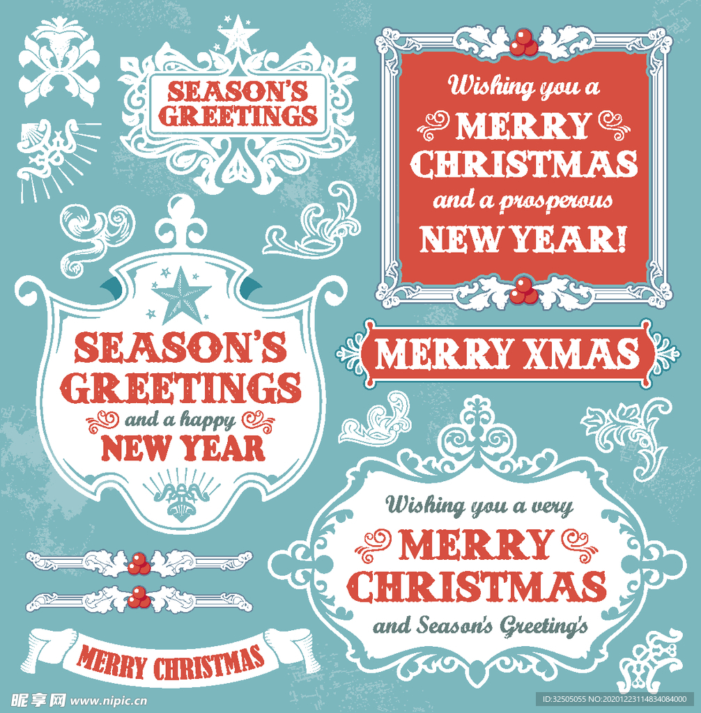 圣诞节矢量插画标签