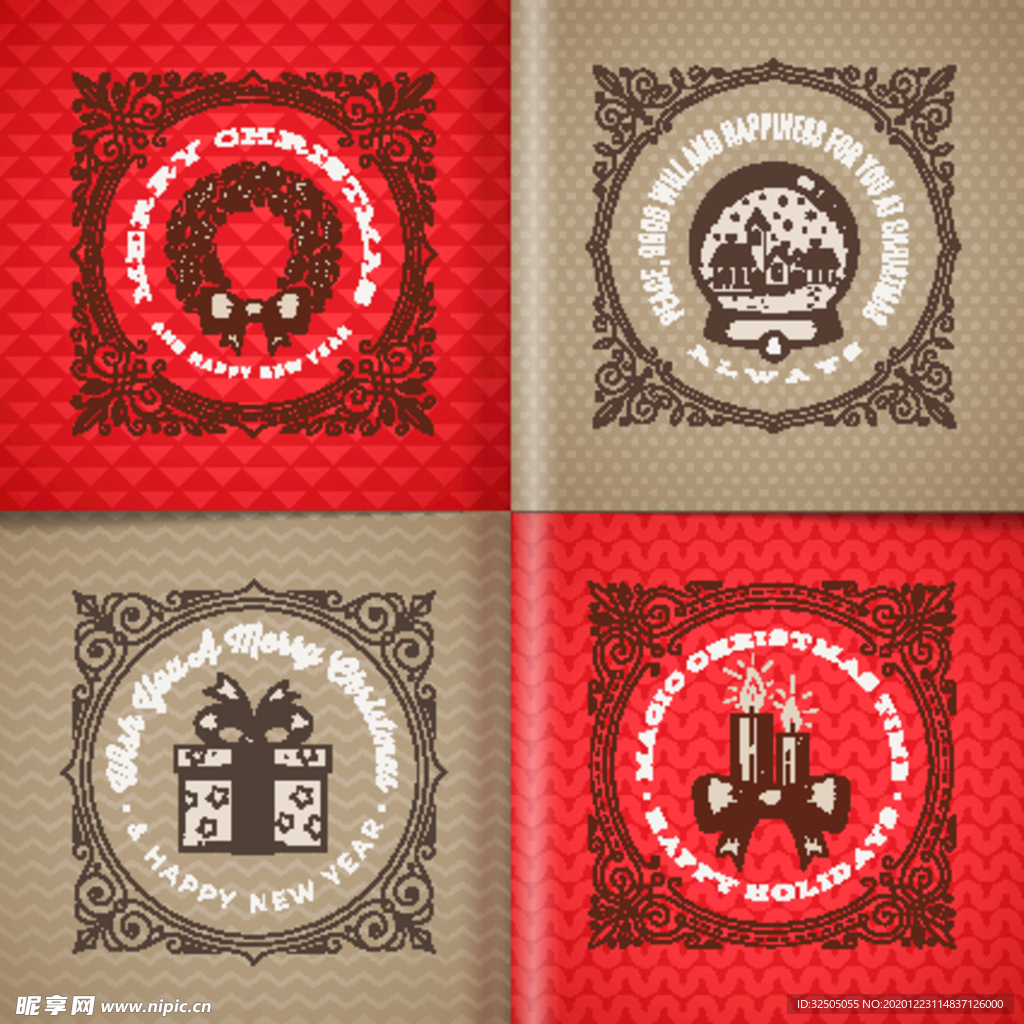 圣诞节矢量插画标签