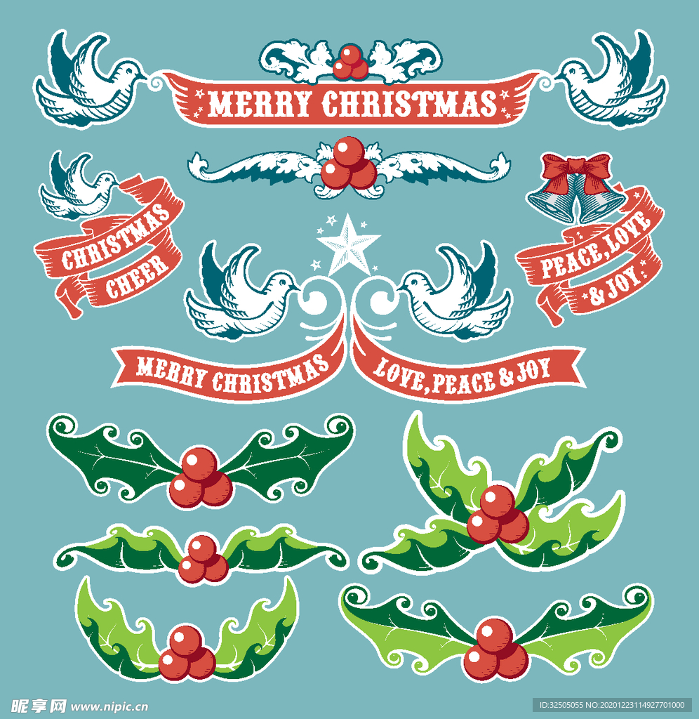 圣诞节矢量插画标签