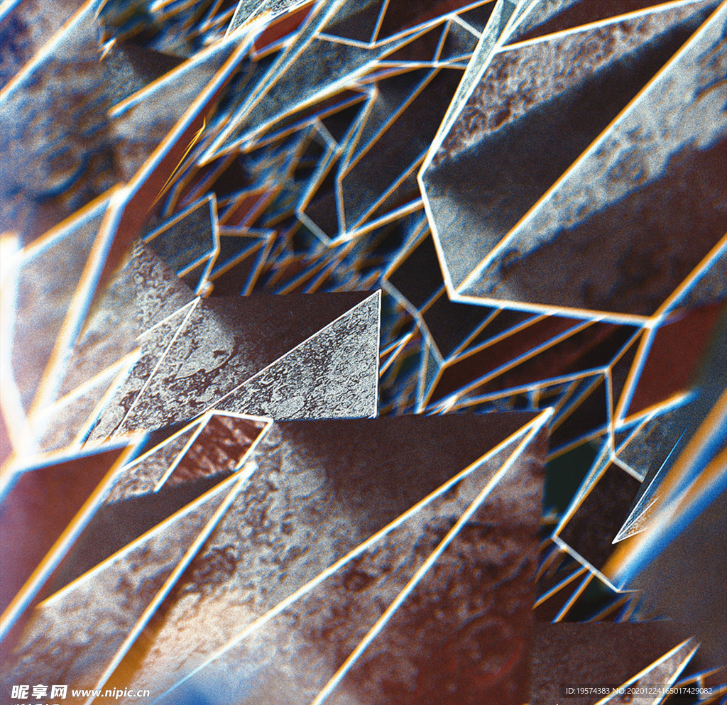 C4D 模型抽象背景炫酷玻璃渣