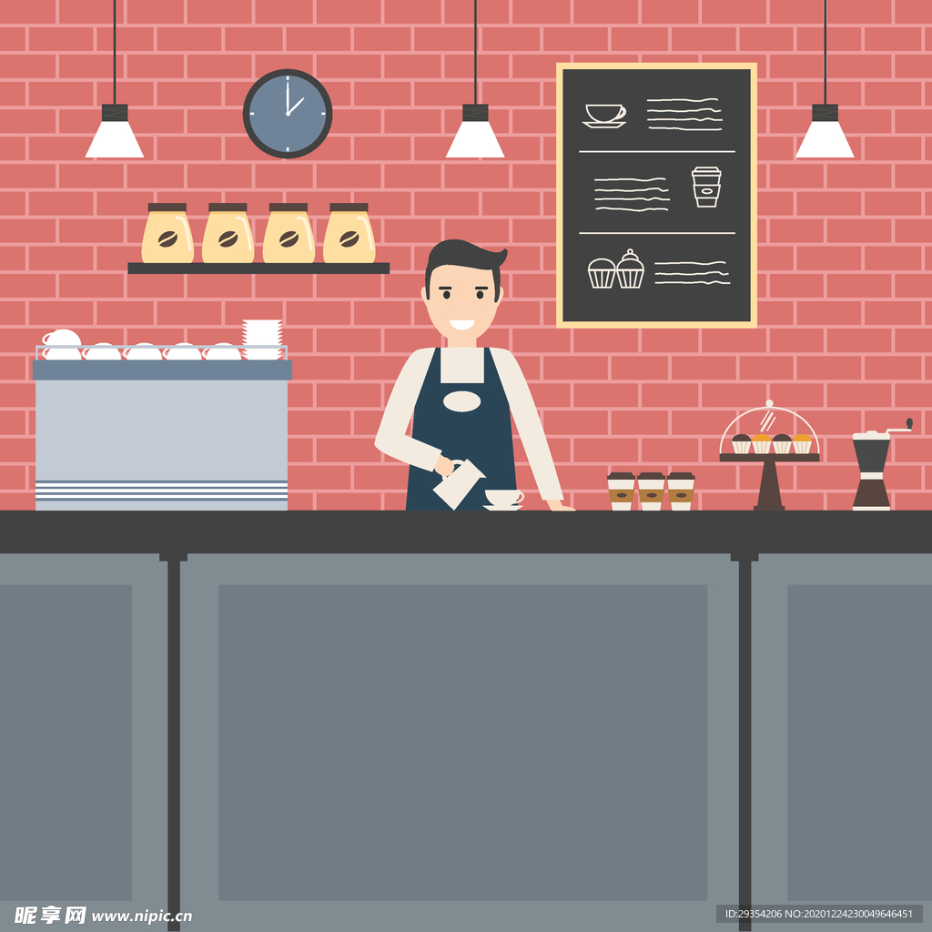 咖啡厅咖啡店剪影图形图片